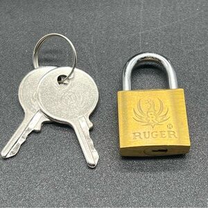 Ruger Logo Brass Padlock w 2 Keys Compact Security Lock - small